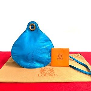 Rare vintage Loewe blue T AzureLeather  Anagram Balloon bag purse
